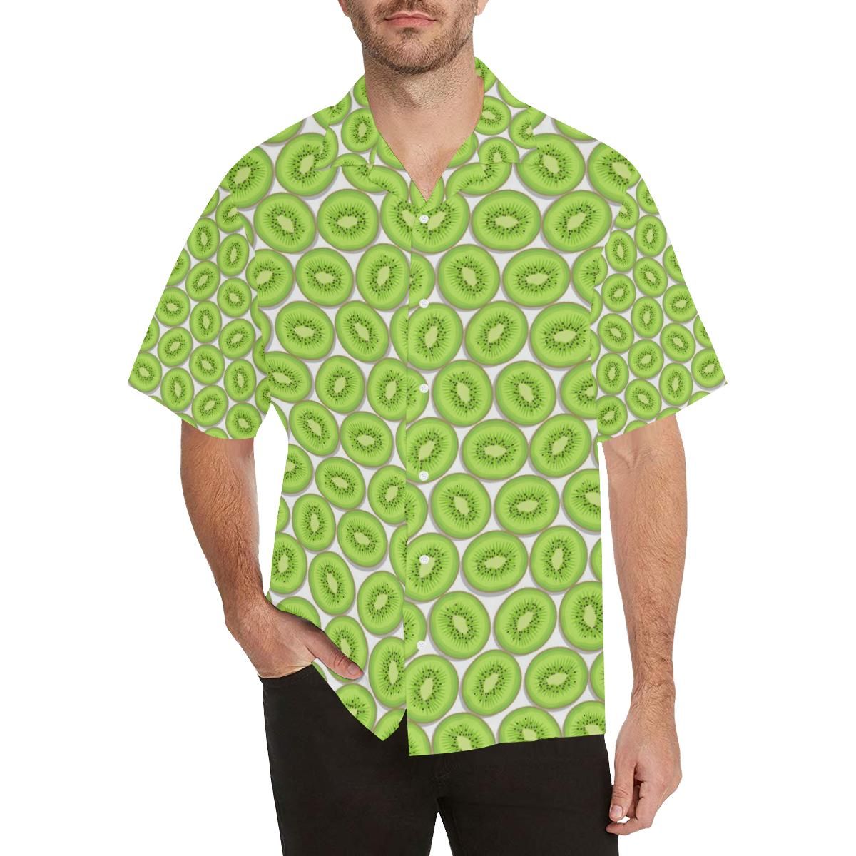 Sliced Kiwi Pattern Background MenâS All Over Print Hawaiian Shirt{Size}