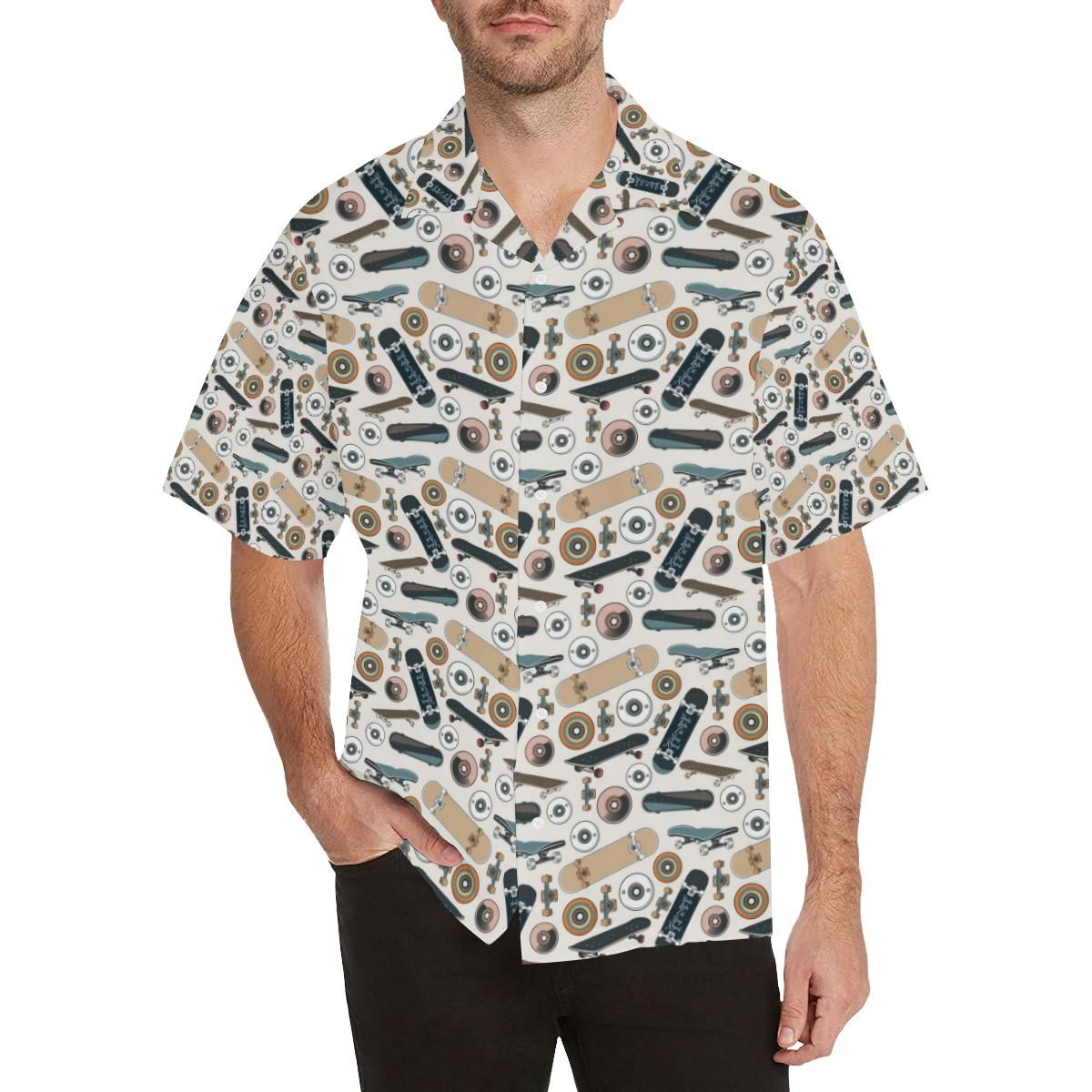 Skate Board Pattern Print Design 01 MenâS All Over Print Hawaiian Shirt (Model T58){Size}