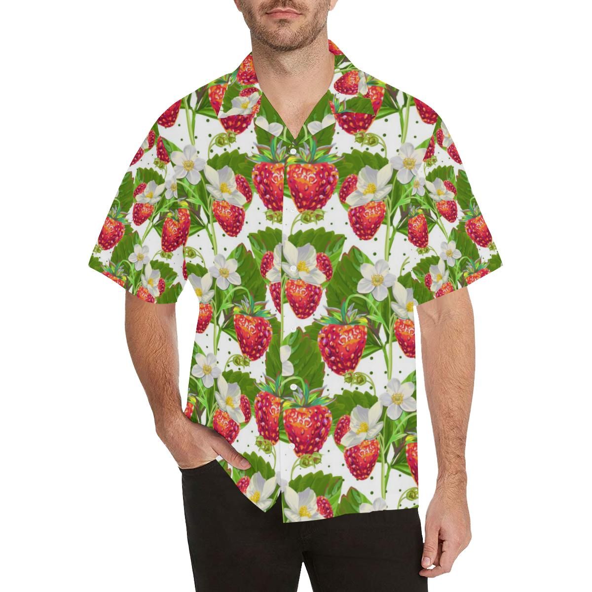 Strawberry Pattern MenâS All Over Print Hawaiian Shirt{Size}