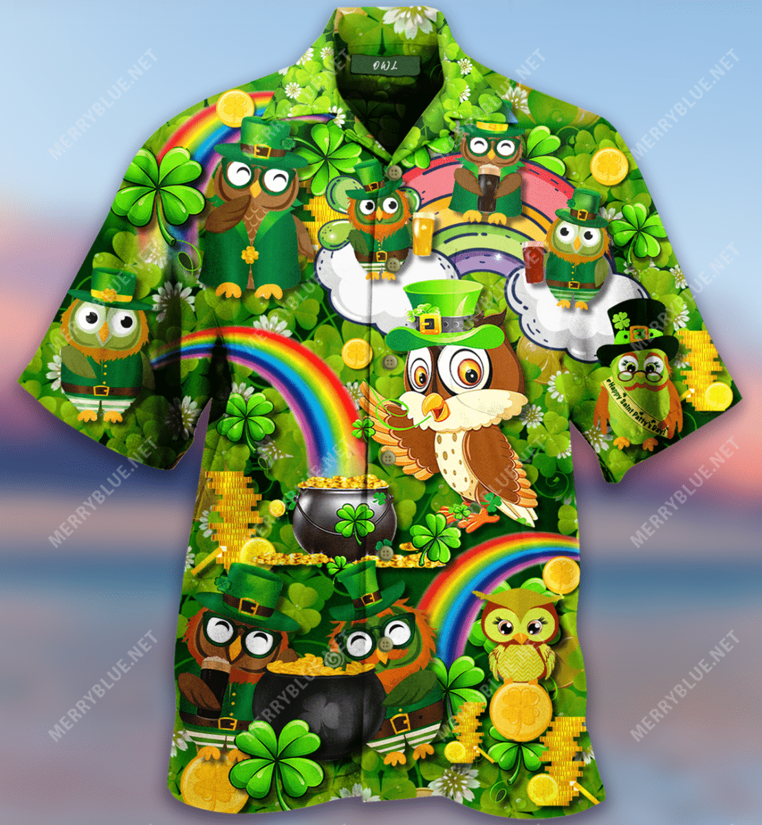 St.patricks Day Owl Hawaiian Shirtsize