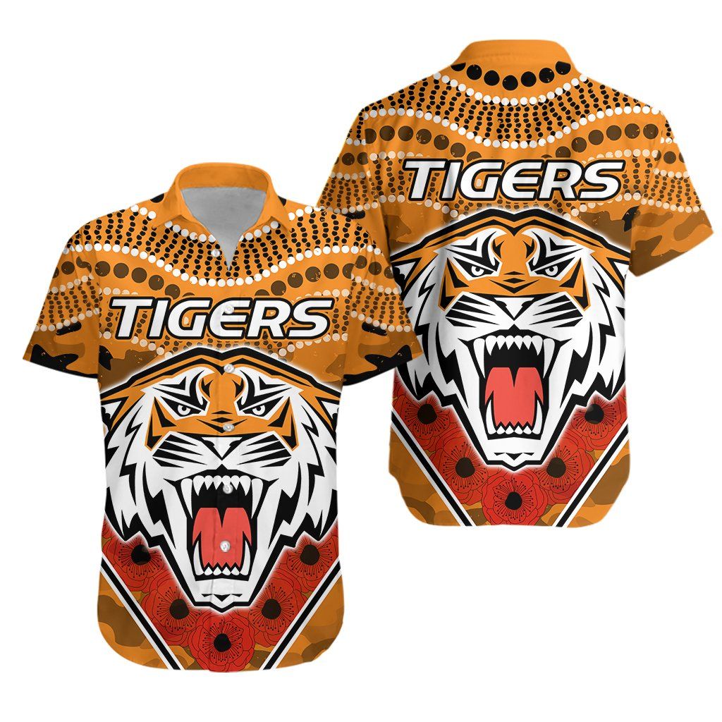 Tigers Anzac Hawaiian Shirt Wests K13{Size}