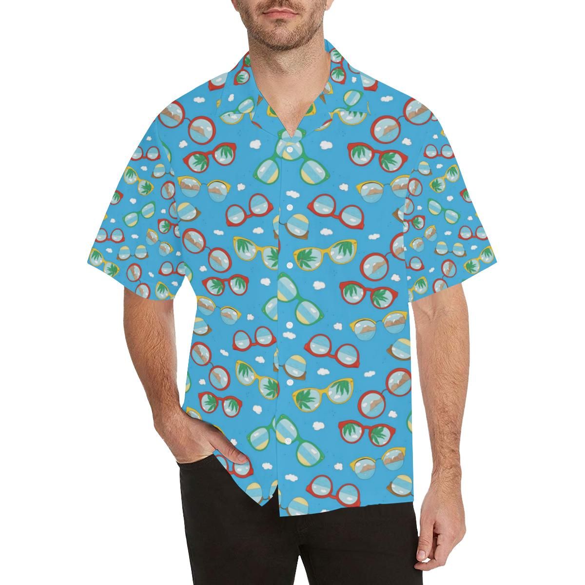 Sun Glasses Pattern Print Design 03 MenâS All Over Print Hawaiian Shirt (Model T58){Size}