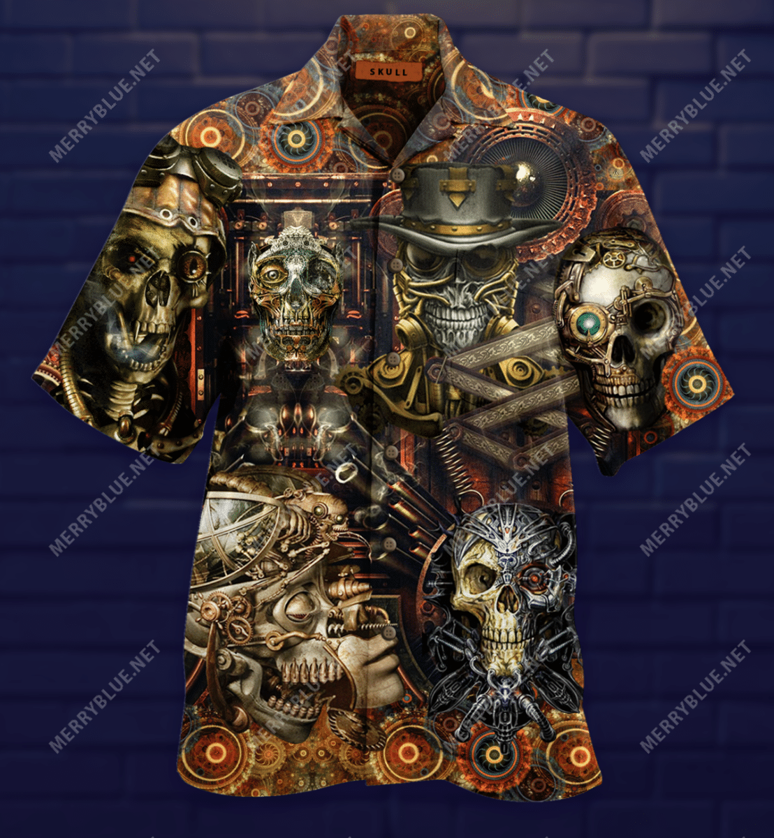 Skulls Steampunk Art Hawaiian Shirt{Size}