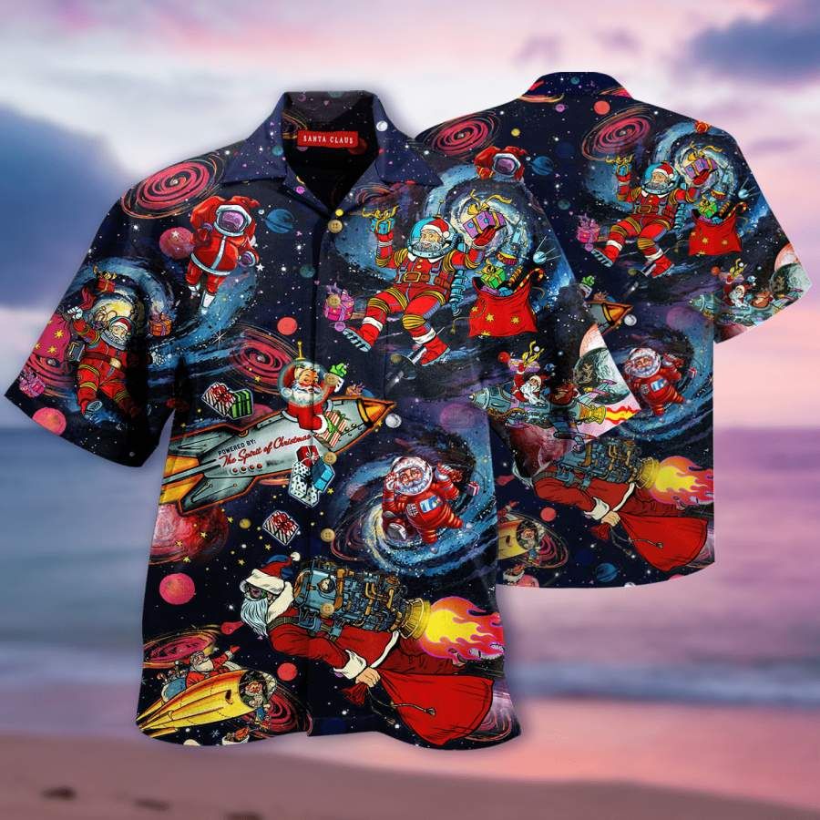 Universe Santa Claus Astronaut Hawaiian Aloha Shirts{Size}