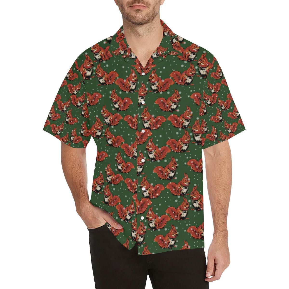 Squirrel Pattern Print Design 03 MenâS All Over Print Hawaiian Shirt (Model T58){Size}