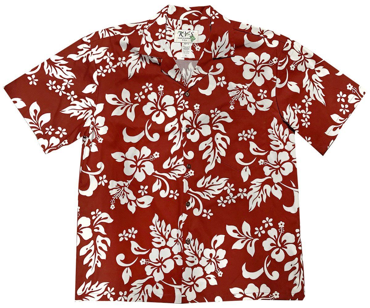 Simple Hibiscus Red Hawaiian Shirt{Size}