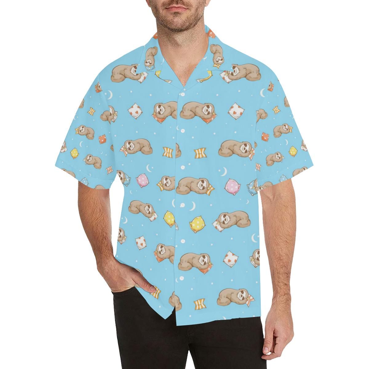 Sleep Sloth Pattern MenâS All Over Print Hawaiian Shirt{Size}