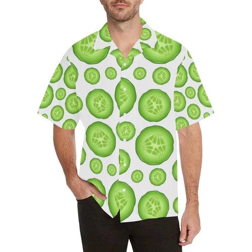 Sliced Cucumber Pattern MenâS All Over Print Hawaiian Shirt{Size}