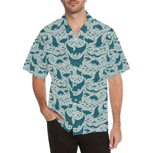 Stingray Pattern Print Design 01 All Over Print Hawaiian Shirt