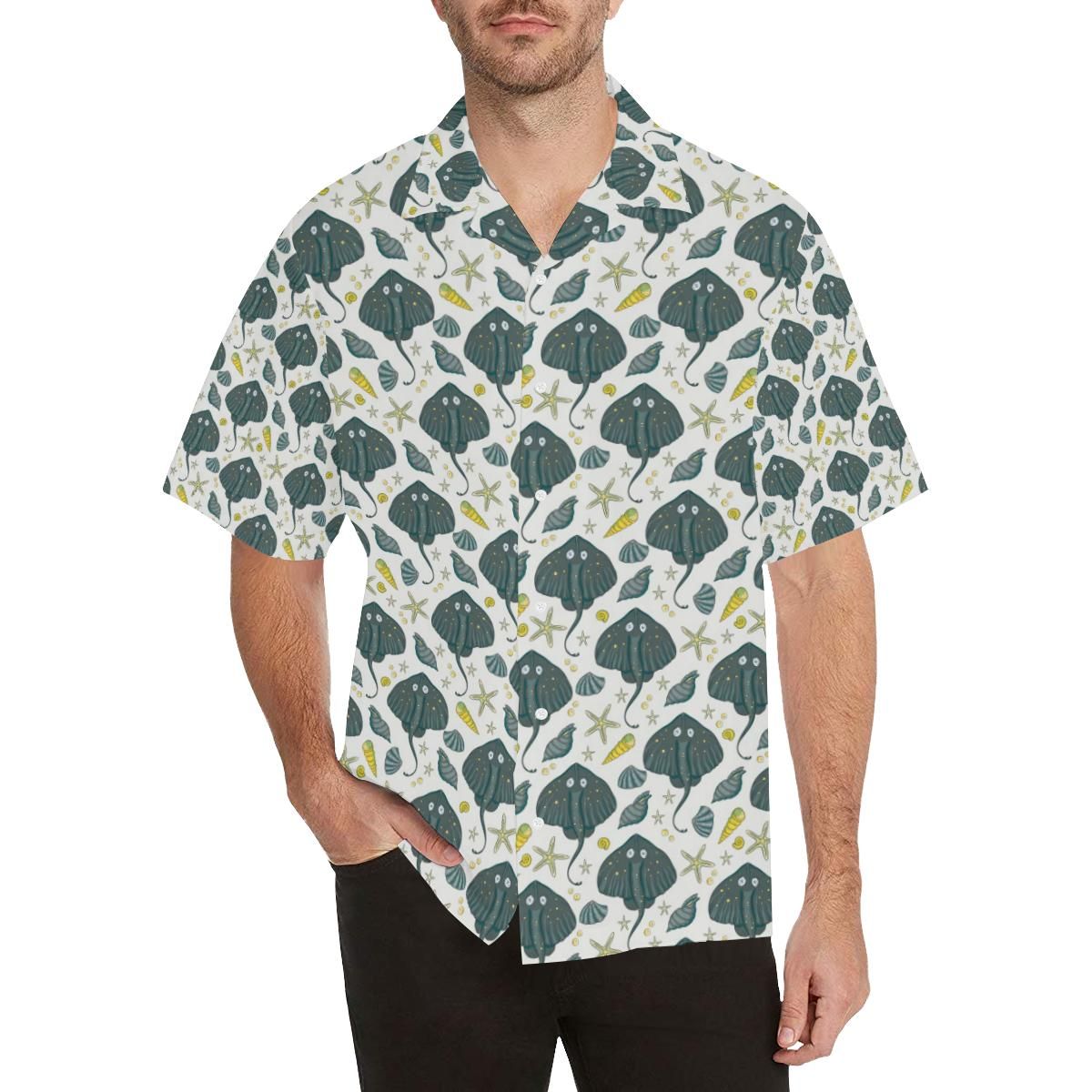 Stingray Pattern Print Design 03 All Over Print Hawaiian Shirt Model T58