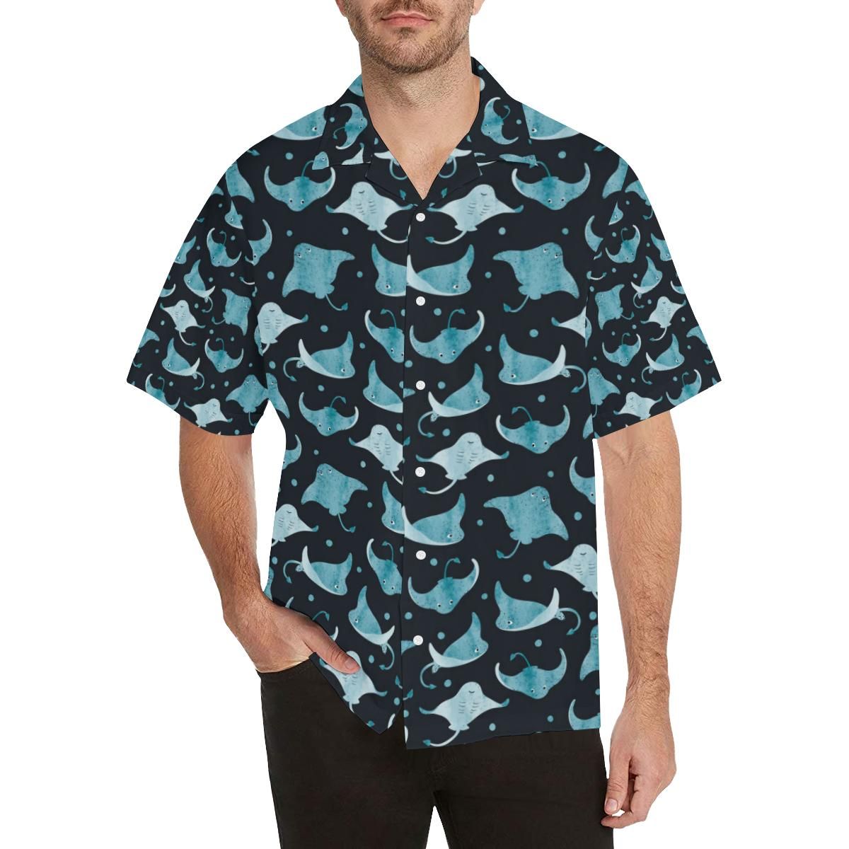 Stingray Pattern Print Design 04 All Over Print Hawaiian Shirt Model T58