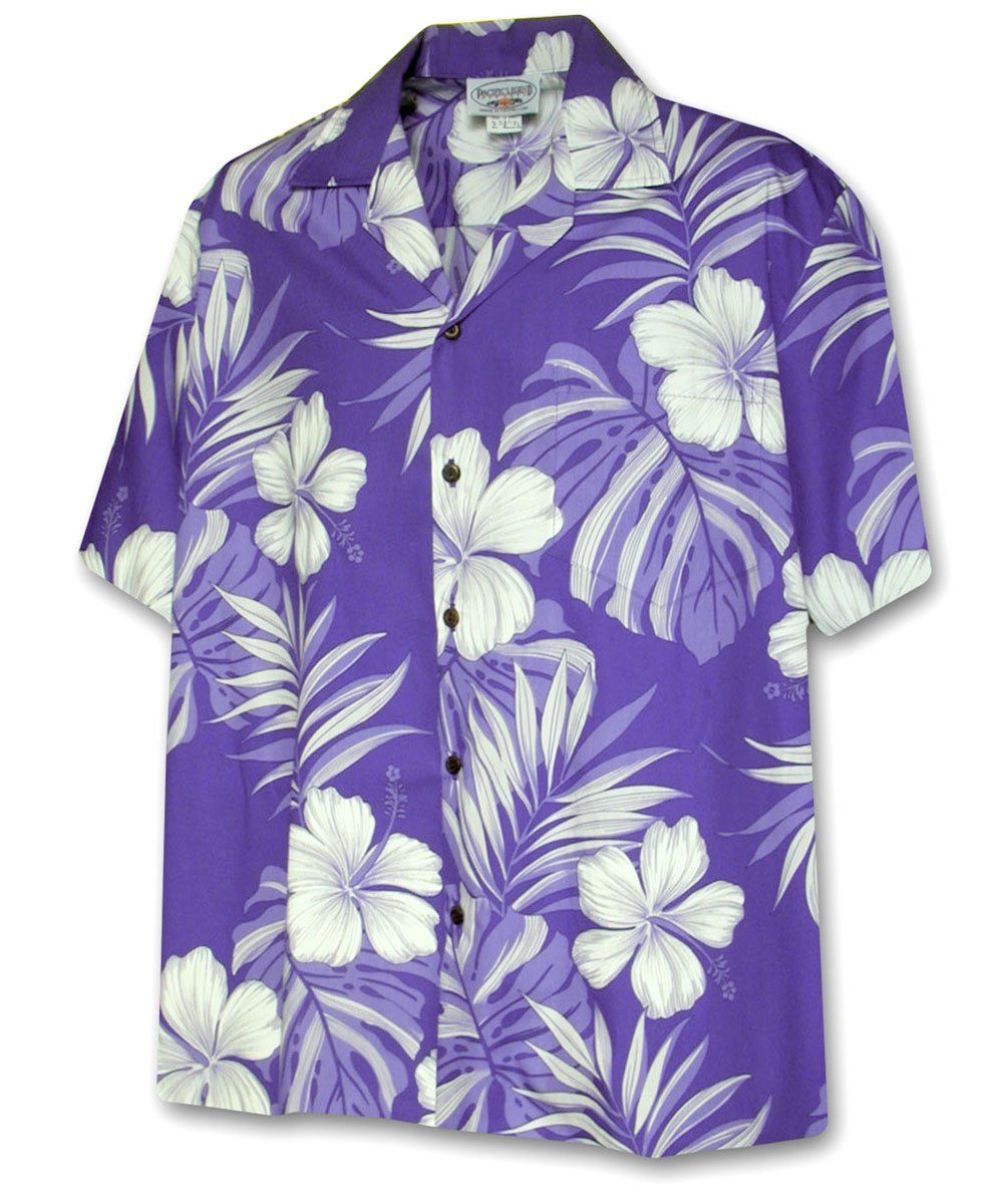 Super Hibiscus Purple Hawaiian Shirt{Size}