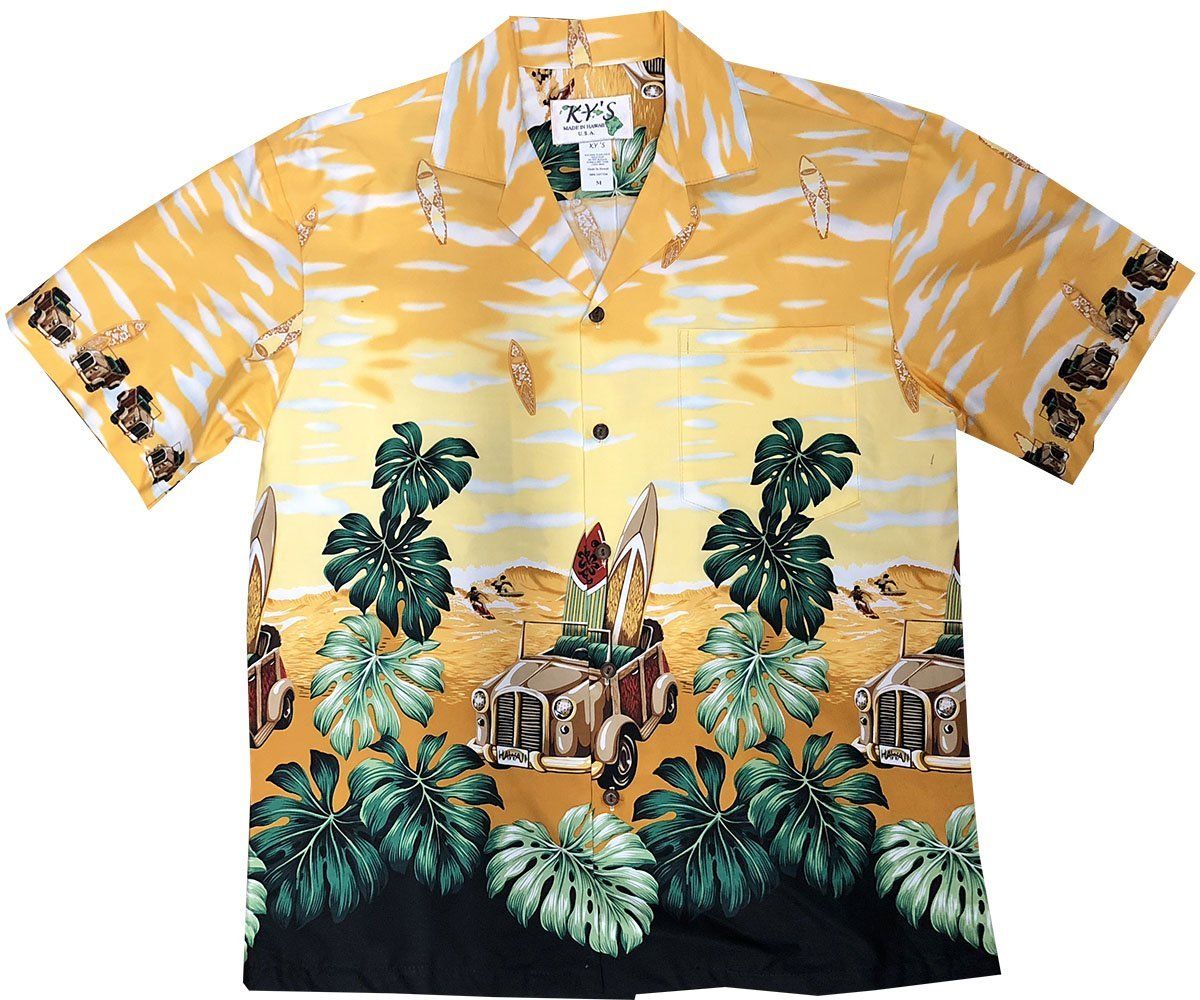 Surfboard Woody Yellow Hawaiian Shirt{Size}