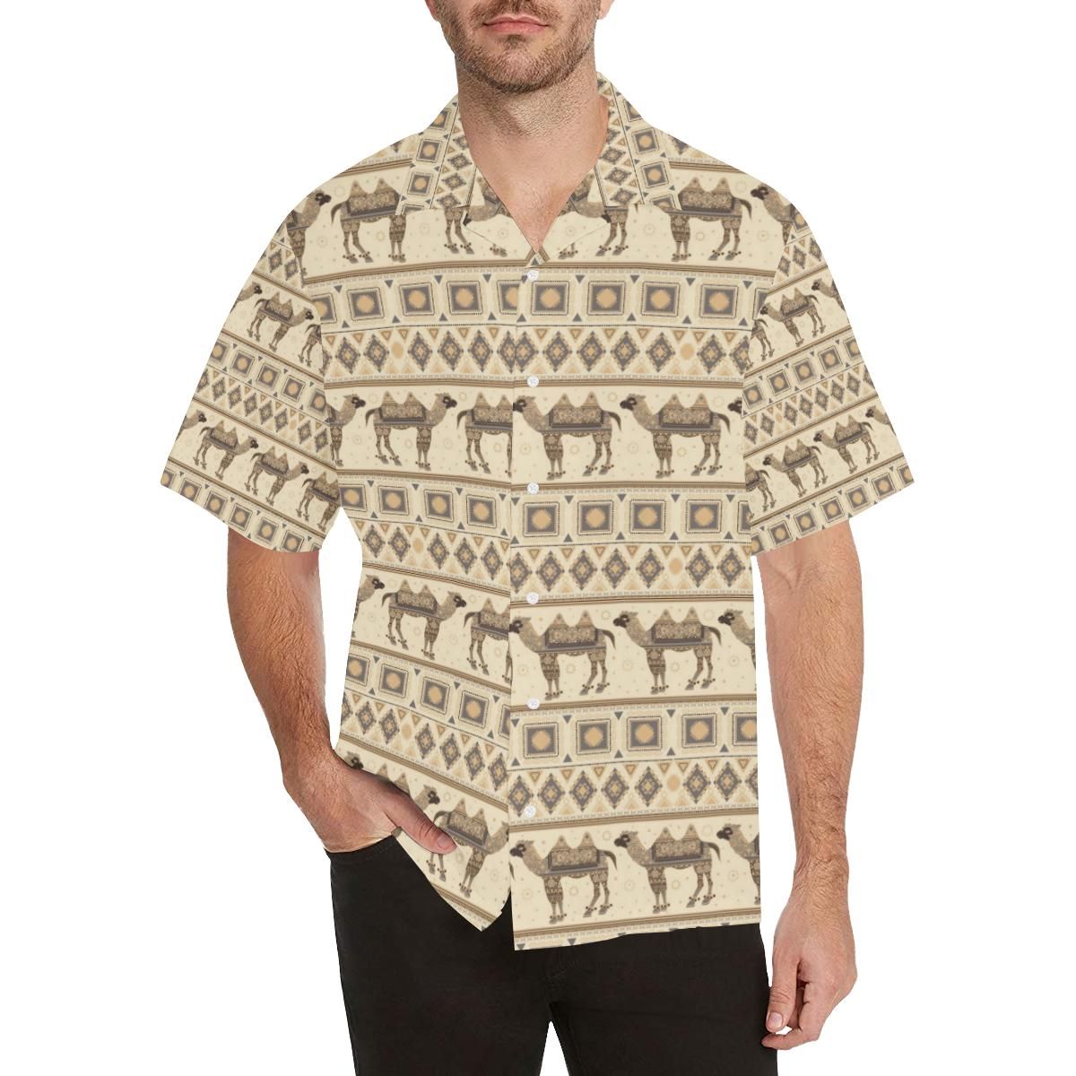 Traditional Camel Pattern Ethnic Motifs MenâS All Over Print Hawaiian Shirt{Size}