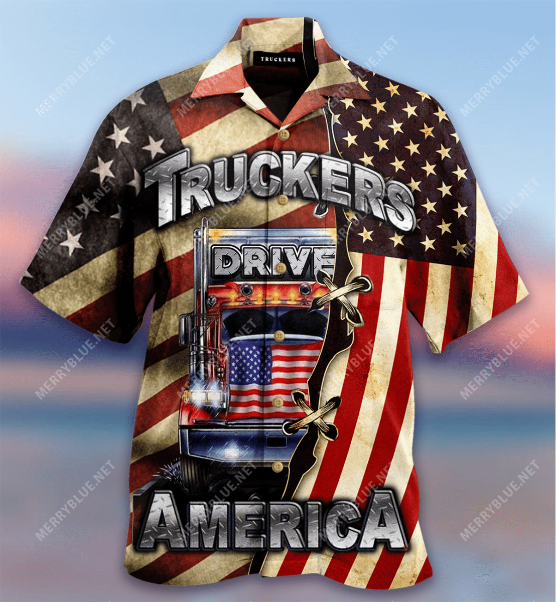 Truckers Drive America Unisex Hawaiian Shirt{Size}