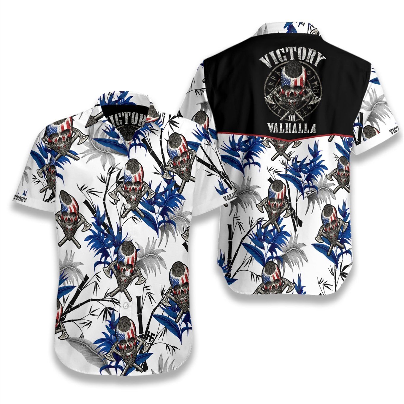 Victory Or Valhalla Vikings White Ez08 1108 Hawaiian Shirt{Size}