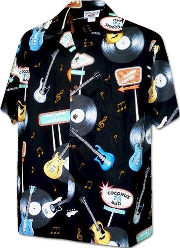 Vinyl Rock Black Hawaiian Shirt{Size}