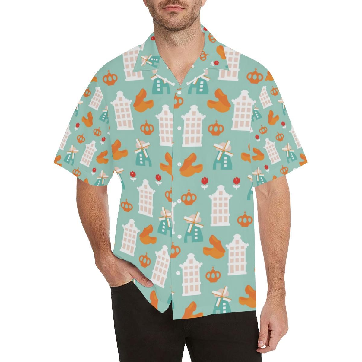 Windmill Pattern Theme MenâS All Over Print Hawaiian Shirt{Size}