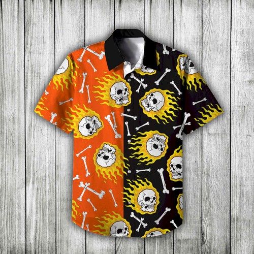 Skull Hawaiian Shirt Summer Short Sleeve, Shirt Men{Size}