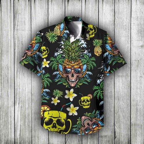 Skull Hawaiian Shirt Summer Short Sleeve, Shirt Men{Size}