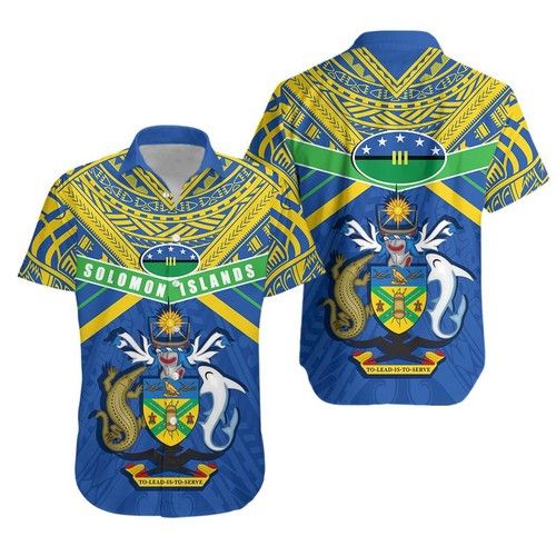 Solomon Islands Hawaiian Shirt Simple Coat Of Arms Rugby K13{Size}