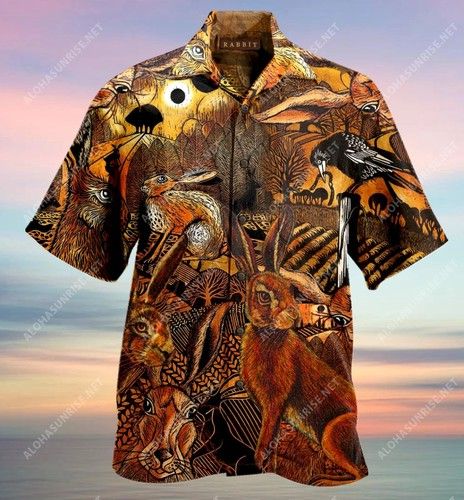 Spooky Hares On The Fields Unisex Hawaiian Shirt{Size}