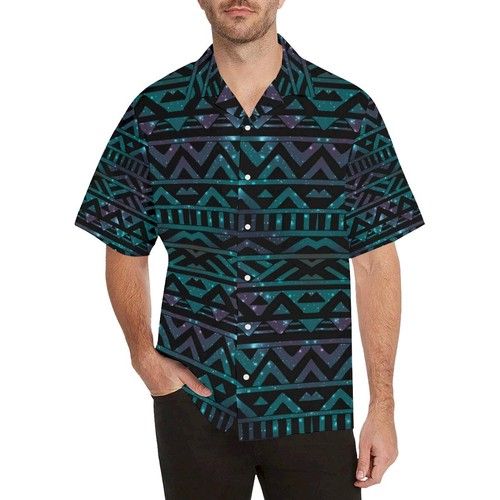 Space Tribal Galaxy Pattern MenâS All Over Print Hawaiian Shirt{Size}