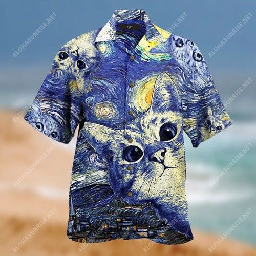 Starry Cats Hawaiian Unisex Shirt{Size}