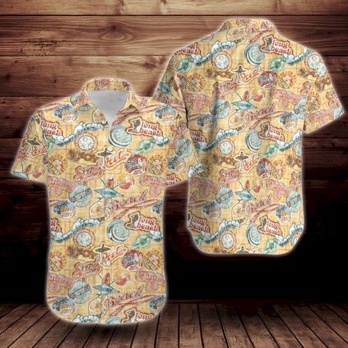 Surfing Beach Party Pattern Print Design Short Sleeve Hawaiian Shirt{Size}