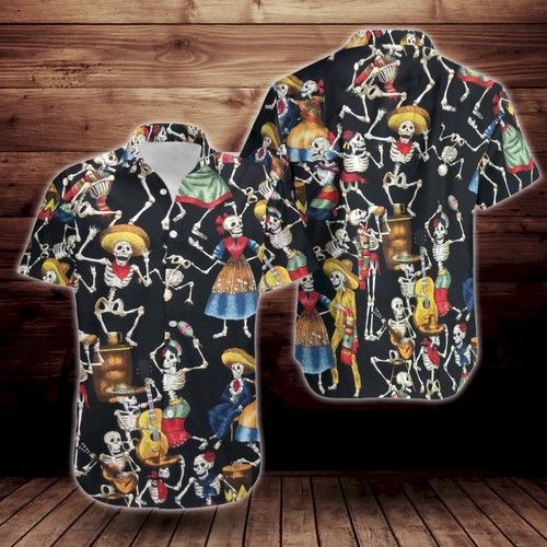 The Day Of The Dead Pattern Short Sleeve Hawaiian Shirt{Size}