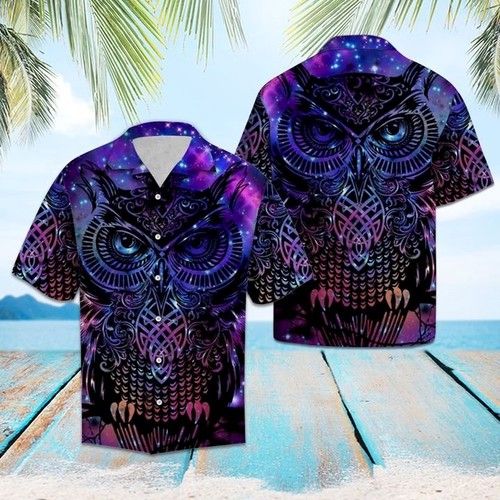 Starry Owl Hawaiian Shirt Summer{Size}