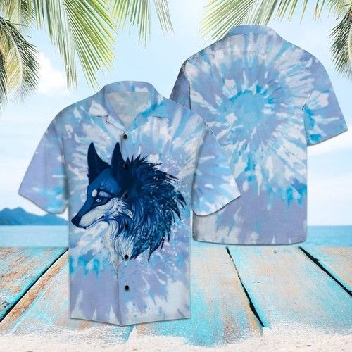 Wolf Tie Dye Hawaiian Shirt Summer{Size}