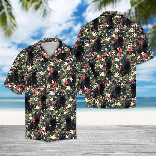 Tropical Black Cat Hawaiian Shirt Summer{Size}