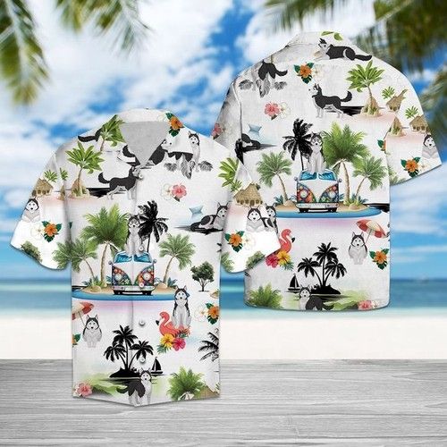 Siberian Husky Vacation Hawaiian Shirt Summer{Size}