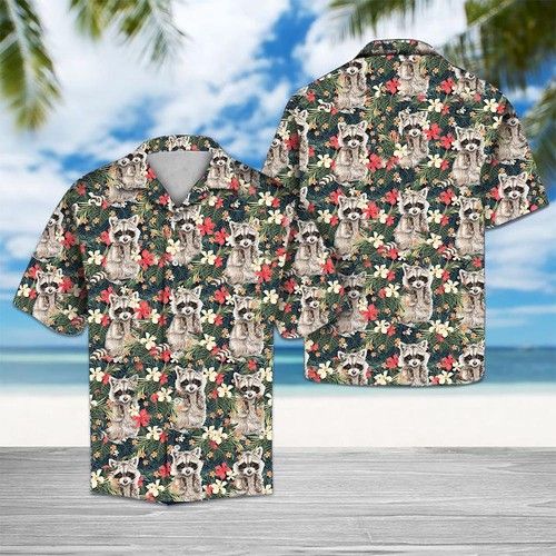 Tropical Raccoon Hawaiian Shirt Summer{Size}