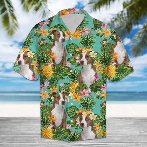 Tropical Pineapple American Pit Bull Terrier Hawaiian Shirt Summer But{Size}