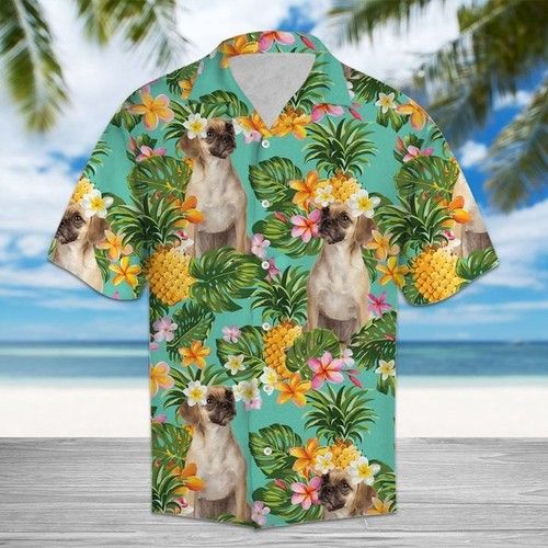 Tropical Pineapple Puggle Hawaiian Shirt Summer{Size}