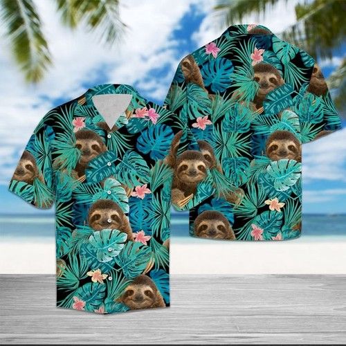 Sloth Tropical Hawaiian Shirt Summer{Size}