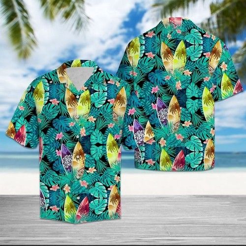 Surfboard Tropical Hawaiian Shirt Summer{Size}