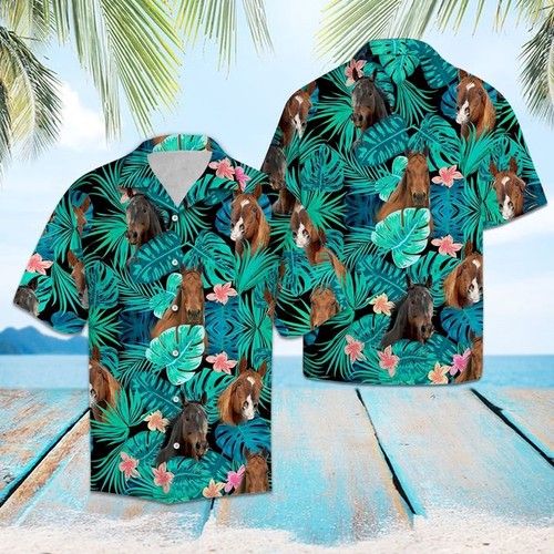 Thoroughbred Green Tropical Hawaiian Shirt Summer{Size}