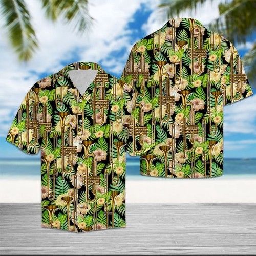 Trumpet Yellow Hibiscus Flower Hawaiian Shirt Summer{Size}