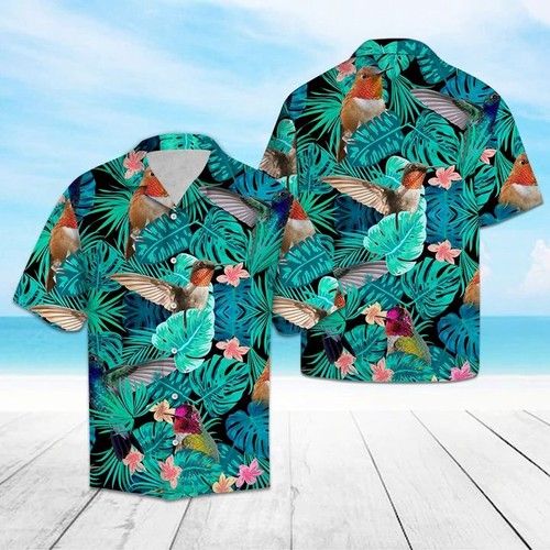 Tropical Hummingbird Hawaiian Shirt Summer{Size}