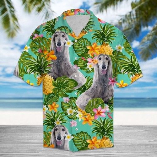 Tropical Pineapple Afghan Hound Hawaiian Shirt Summer{Size}