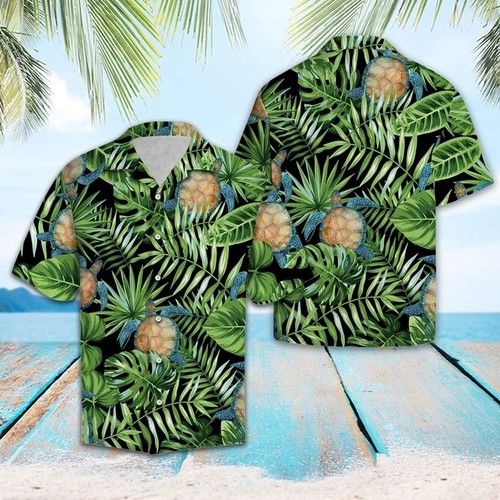 Turtle Green Tropical Hawaiian Shirt Summer{Size}