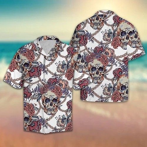 Skull With Roses Chains Hawaiian Shirt Summer{Size}