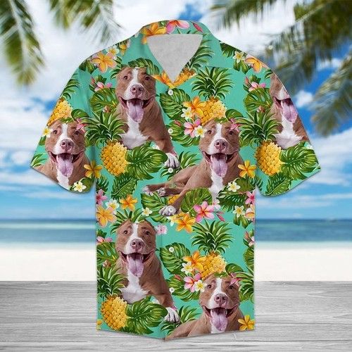 Tropical Pineapple American Pit Bull Terrier Hawaiian Shirt Summer But{Size}