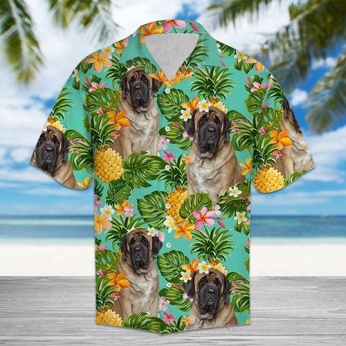 Tropical Pineapple English Mastiff Hawaiian Shirt Summer{Size}