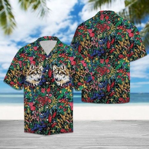 Wolf Flowers Hawaiian Shirt Summer{Size}