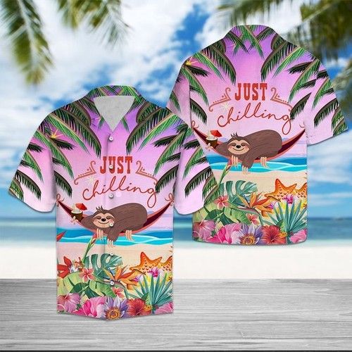 Sloth Chilling Hawaiian Shirt Summer{Size}