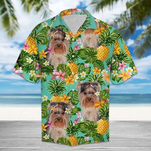 Tropical Pineapple Australian Silky Terrier Hawaiian Shirt Summer Butt{Size}